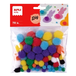 POM-POM golyók mix méretek és színek 78 db